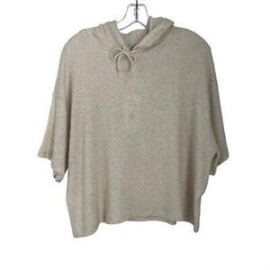 NWT Calme M Cozy Hooded Ivory Crop tee Shirt 115375